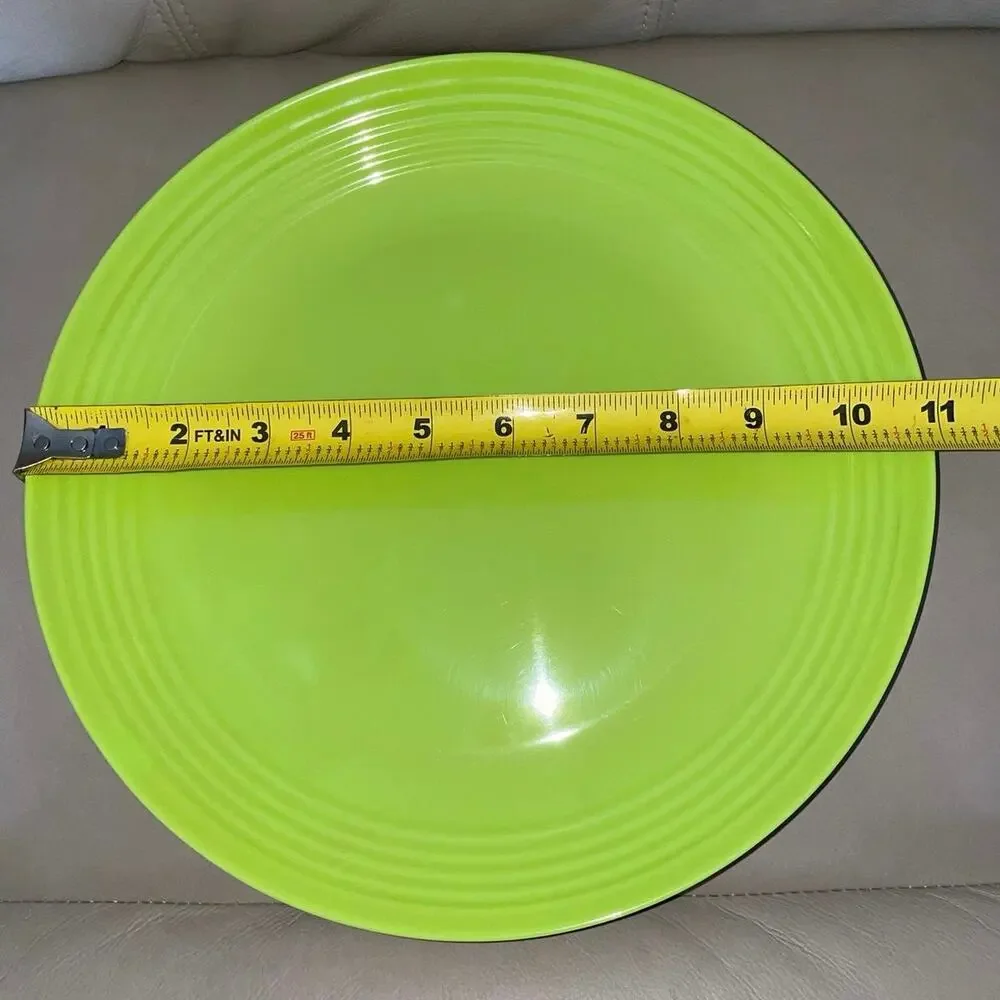 Set of 2 Melange Lime Green 11” Coupe Ribbed 100% Melamine Plates - Shatterproof